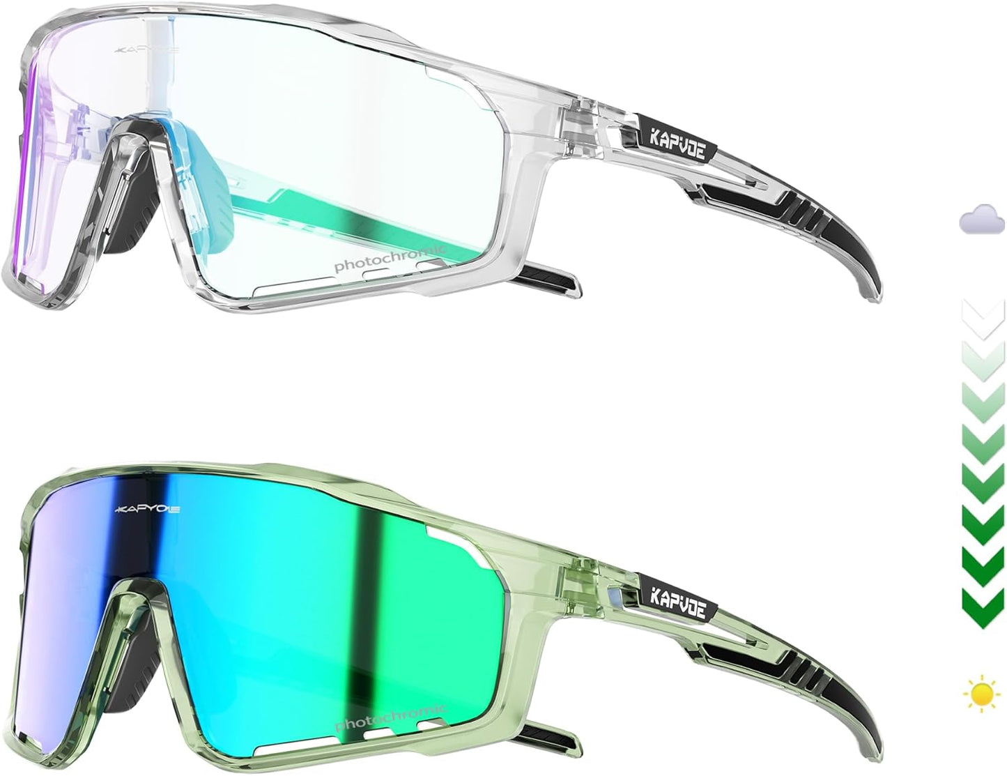 KAPVOE Photochromic Cycling Glasses for Men Women Sports Use