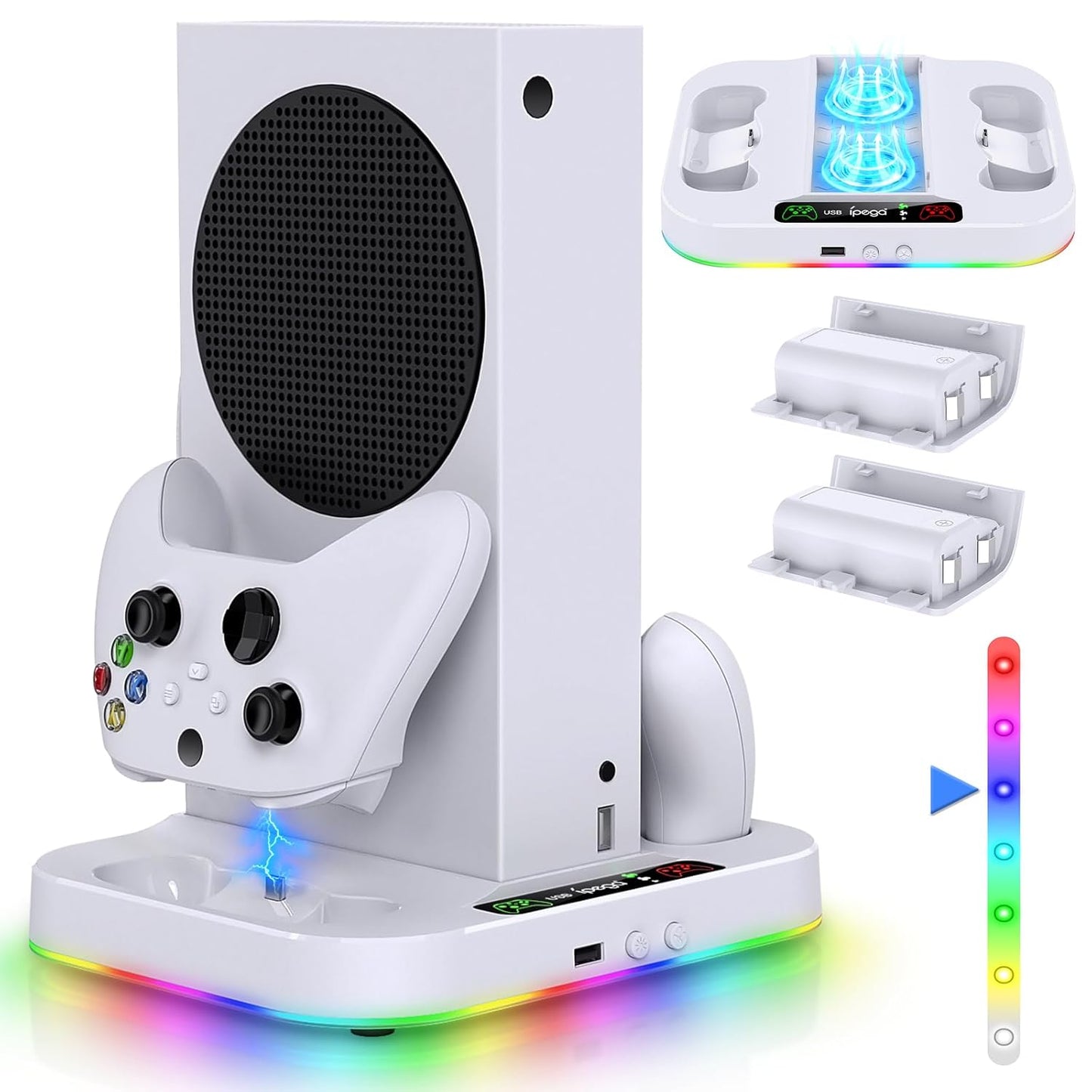 Cooling Fan Stand & RGB Light Strip for Xbox Series S Gaming