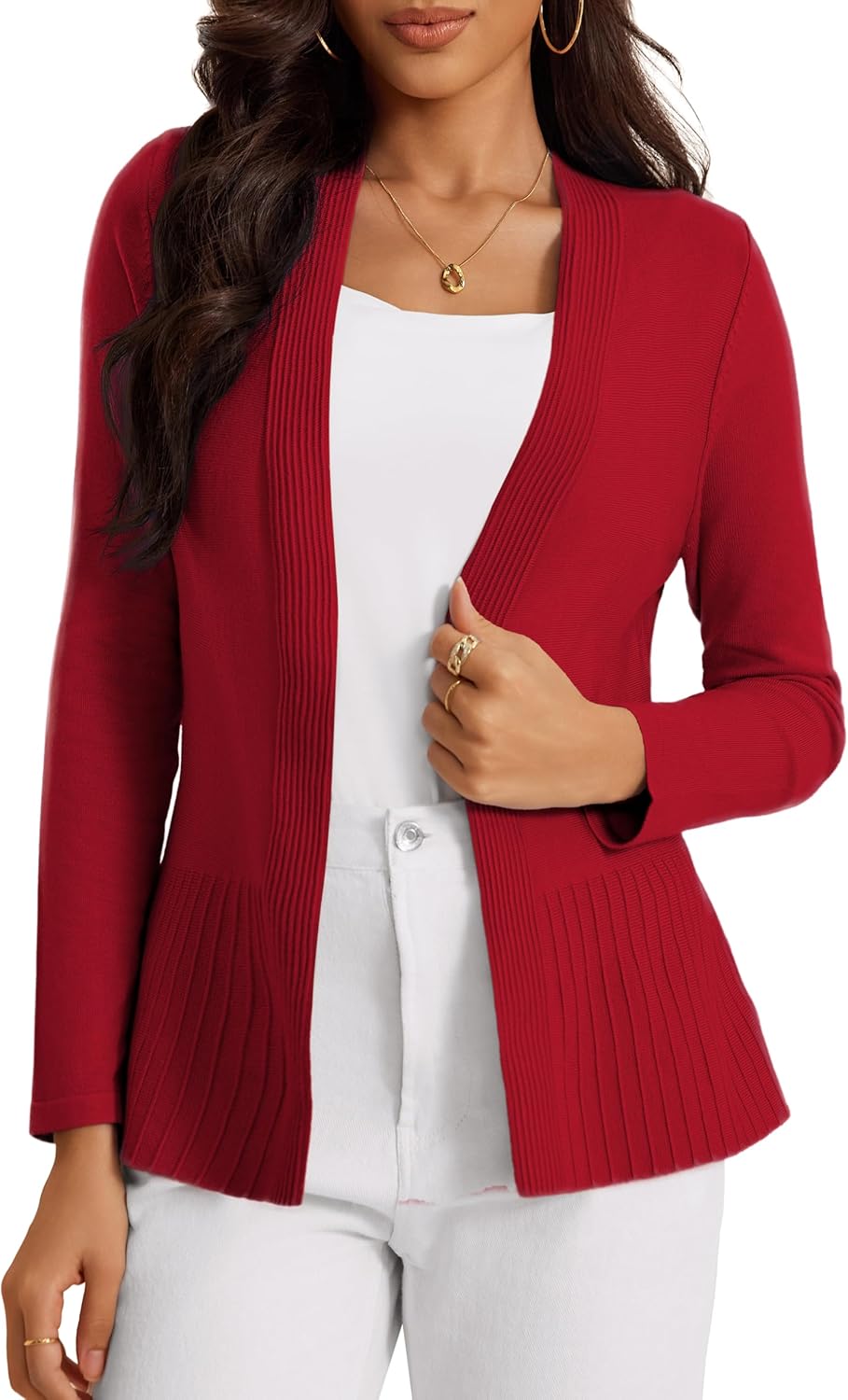Women's Casual Open Front Sweater Long Sleeve Cardigan Style