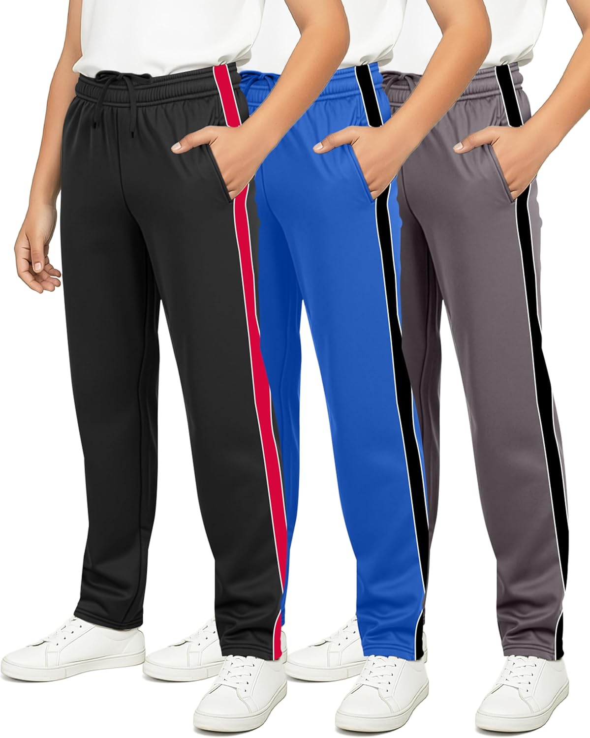 Boys' Tricot Open Bottom Fleece-Lined Sweatpants with Pockets