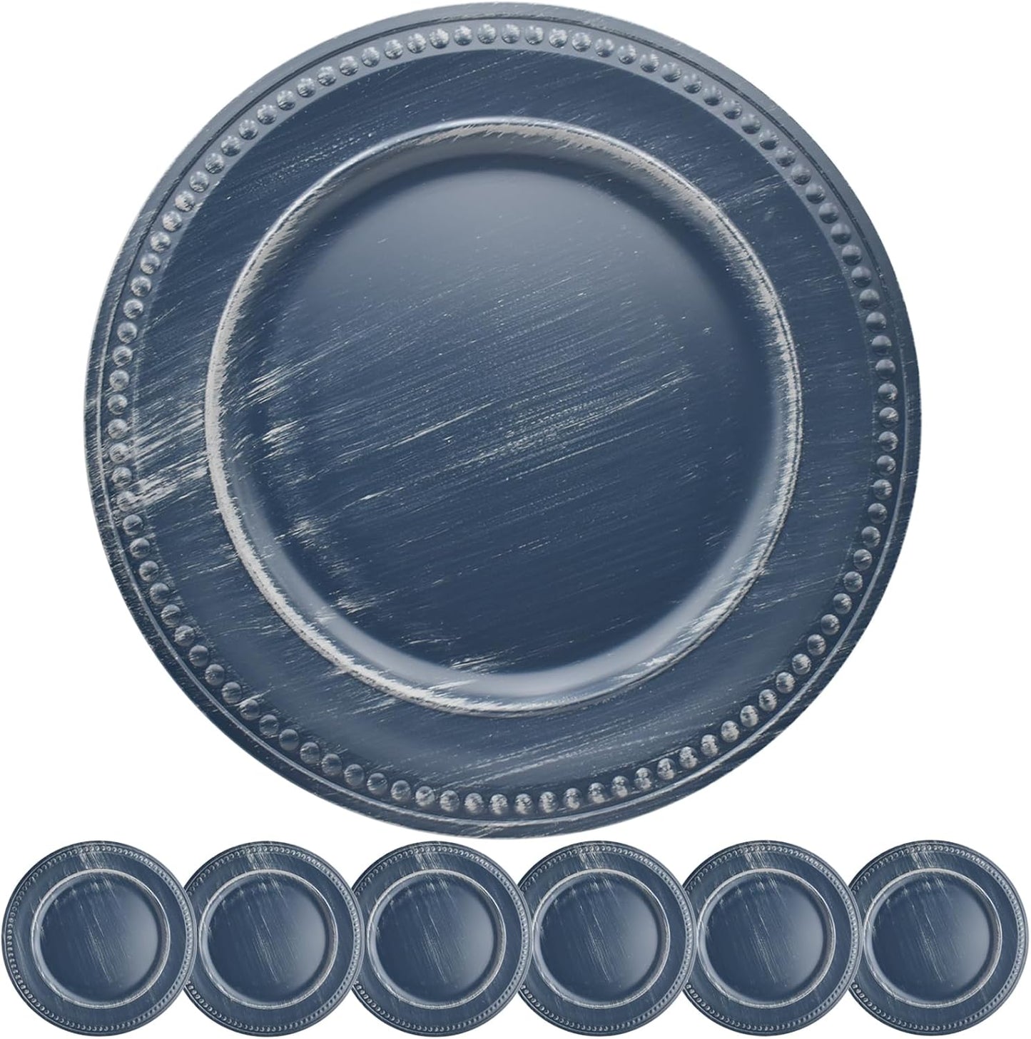 FAYAMILA 6-Pack Beaded Round Charger Plates - Elegant Table Party Decor