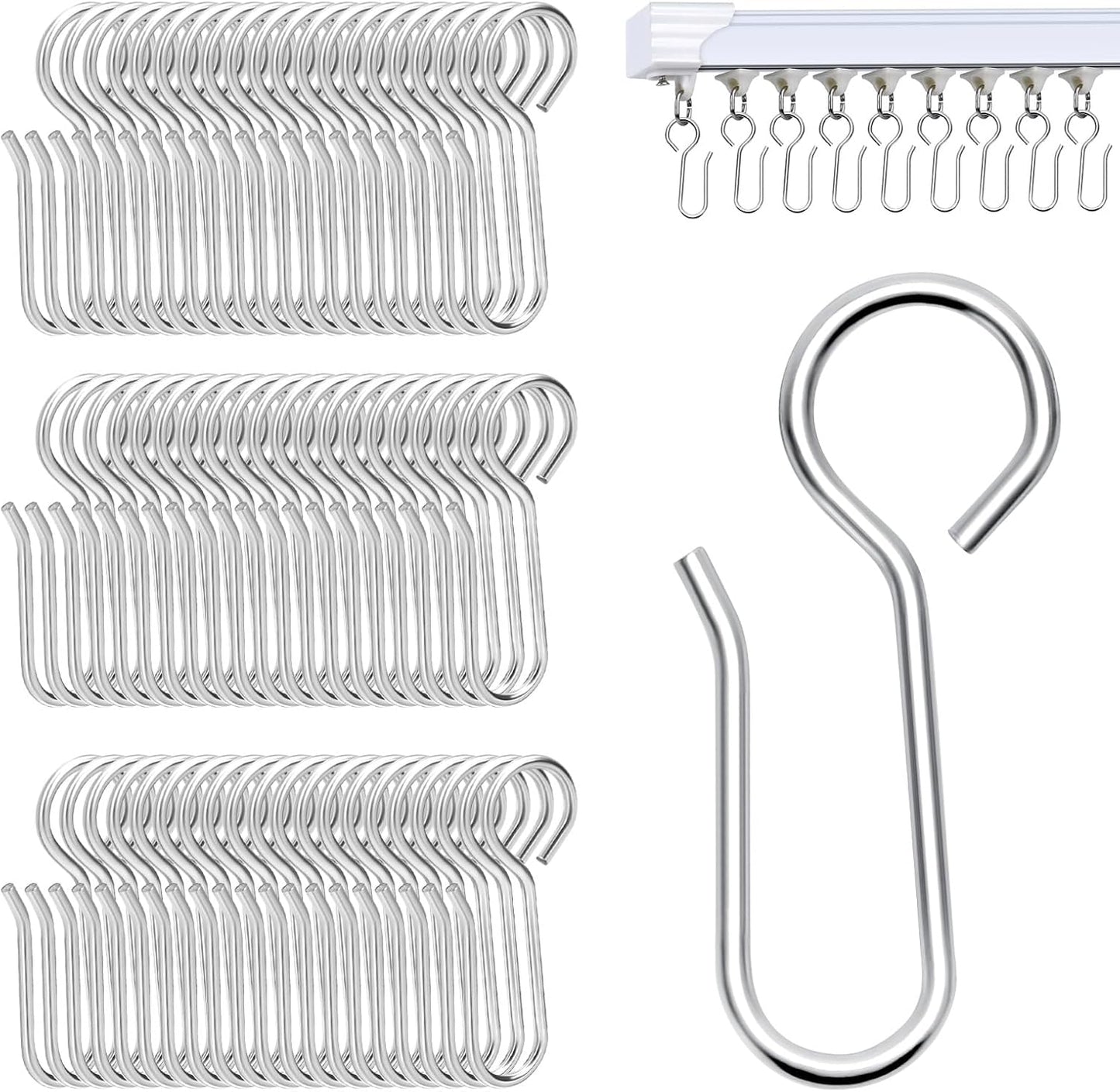 60Pcs S-Shaped Curtain Hooks for Smooth Drape