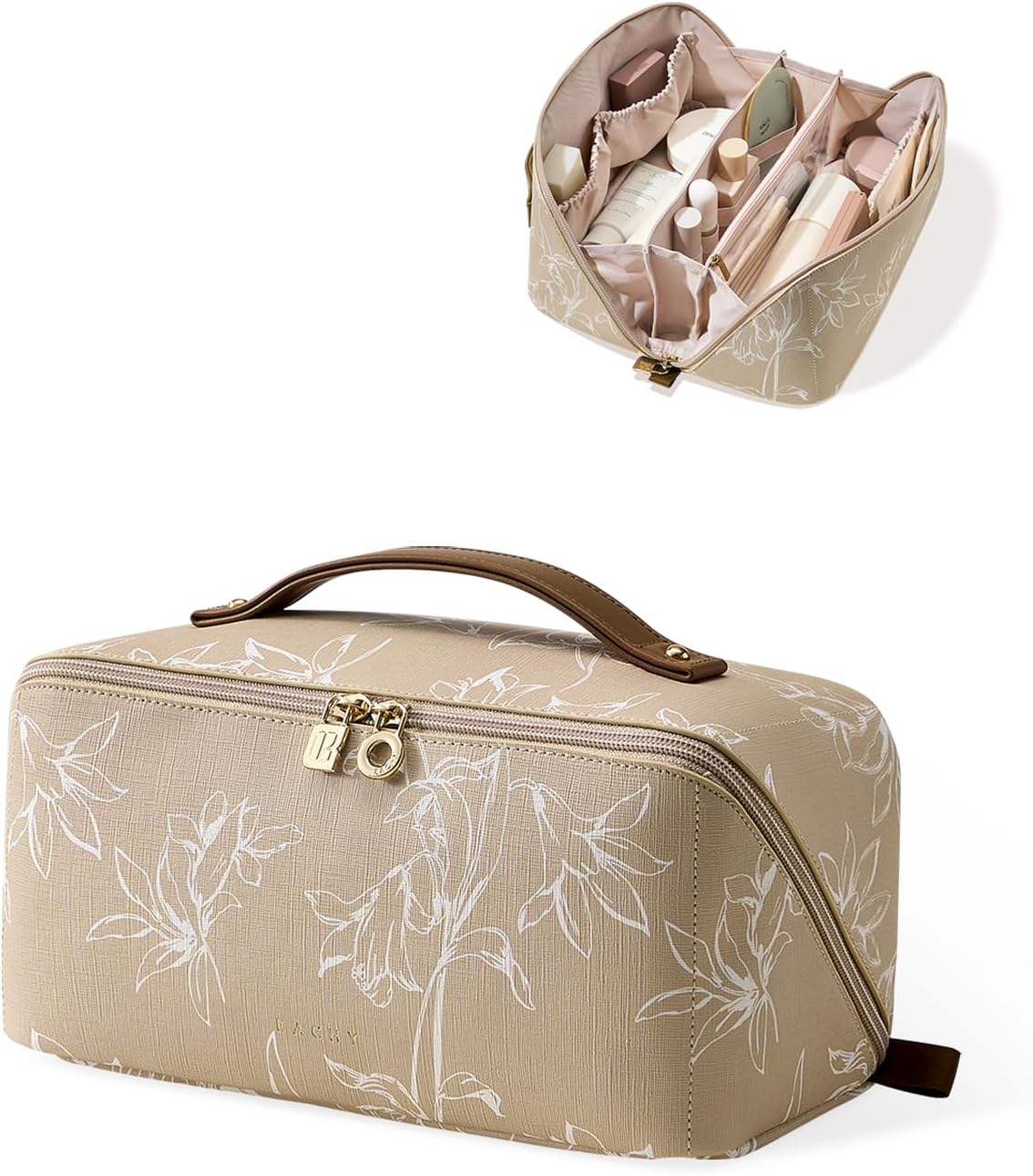 EACHY Travel Makeup Bag: Large Capacity Waterproof Cosmetic Pouch