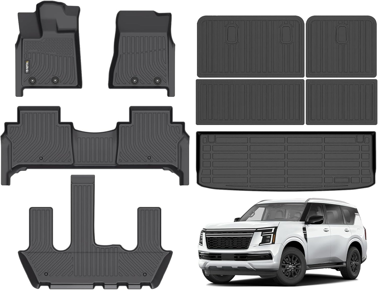 Wailtnb All Weather Floor Mats for Nissan Armada 2025 Custom Fit