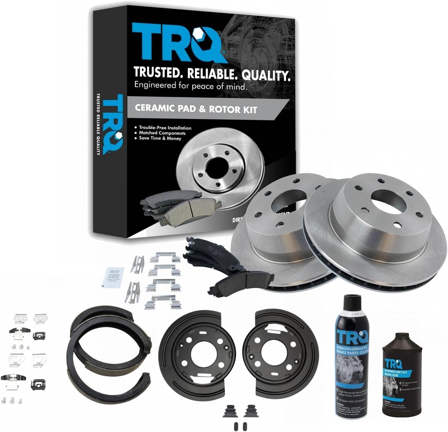 TRQ Rear Ceramic Brake Pads and Rotors for GM Vehicles