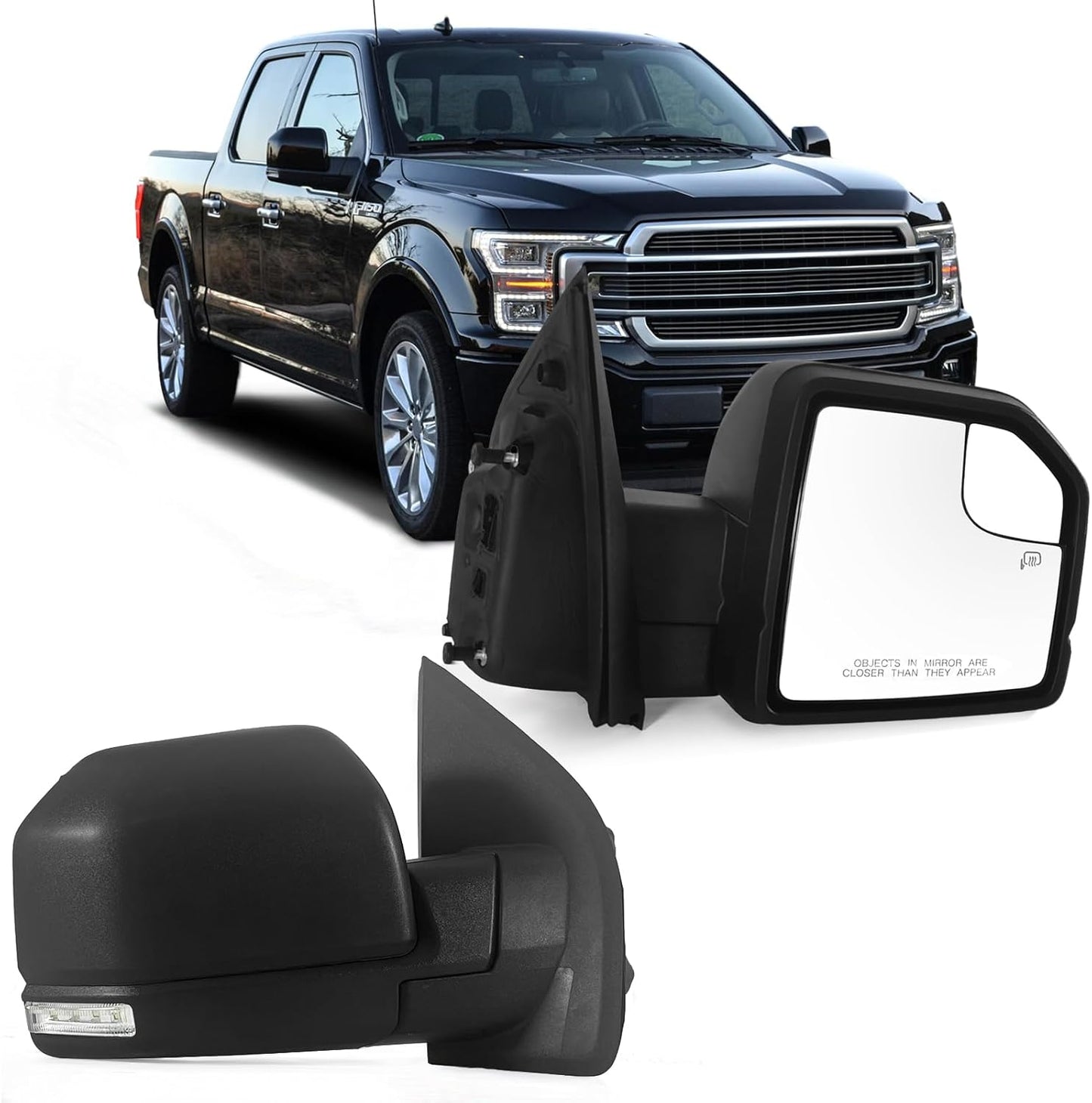 Right Passenger Side Mirror with Power Glass for Ford F150
