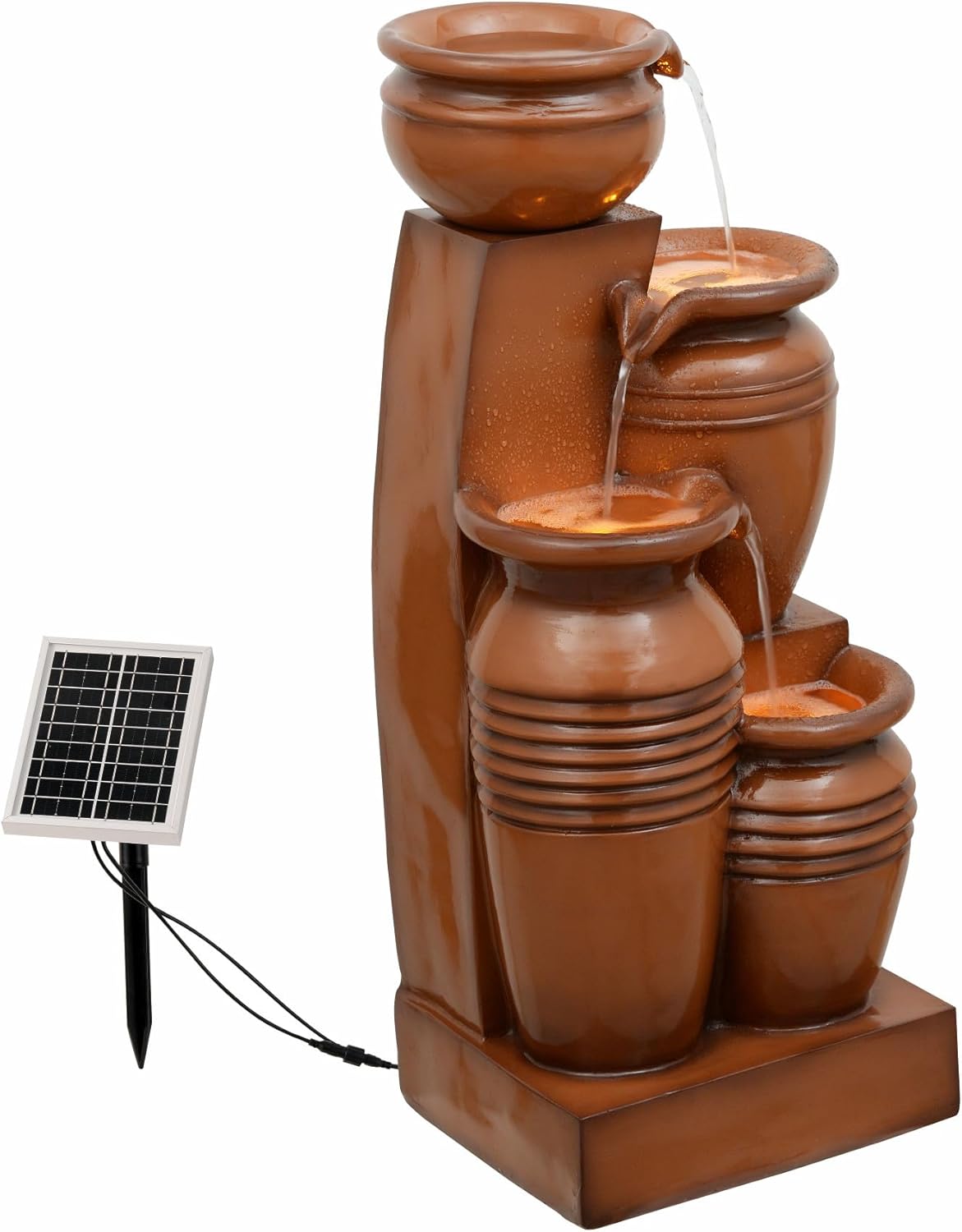 28.7 in Solar Powered 4-Tier Cascading Bowl Water Fountain
