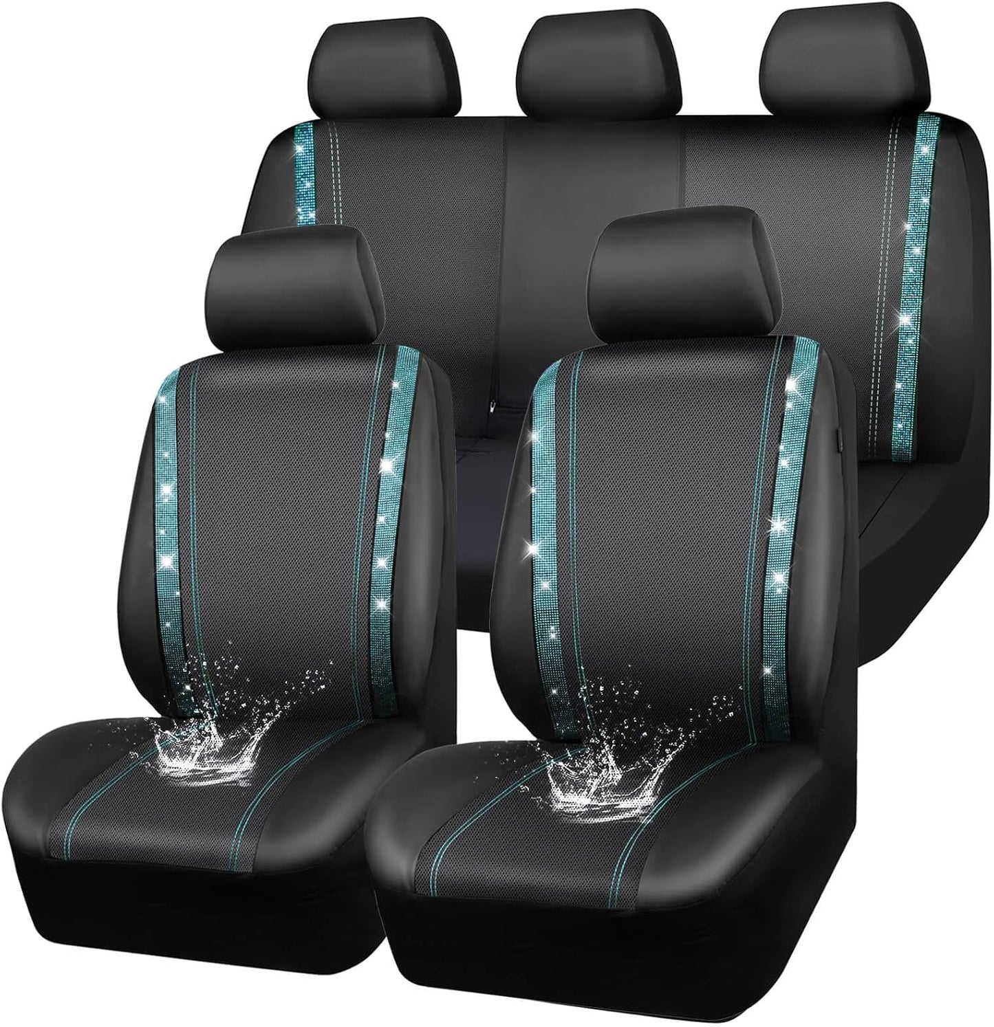 Bling Car Seat Covers Full Set with Rhinestone Design for Women