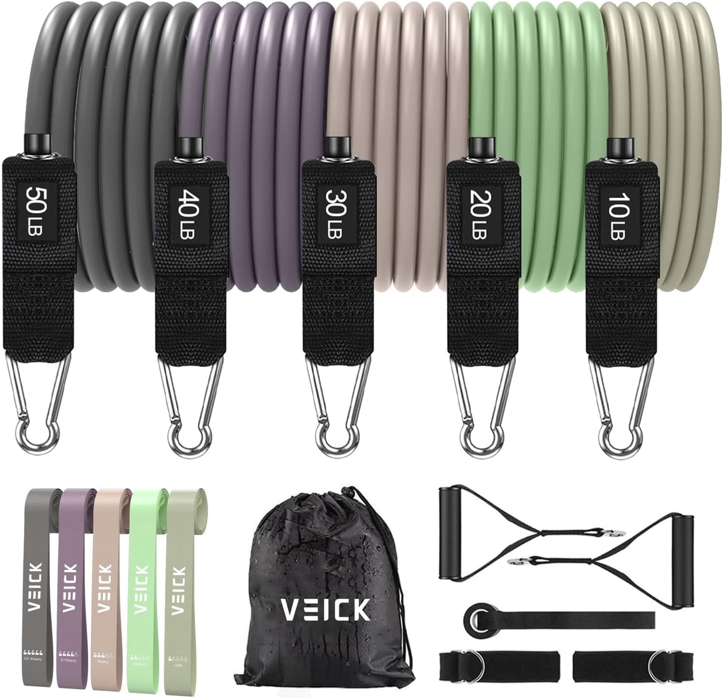 VEICK Resistance Bands for Home Workouts with Adjustable Levels