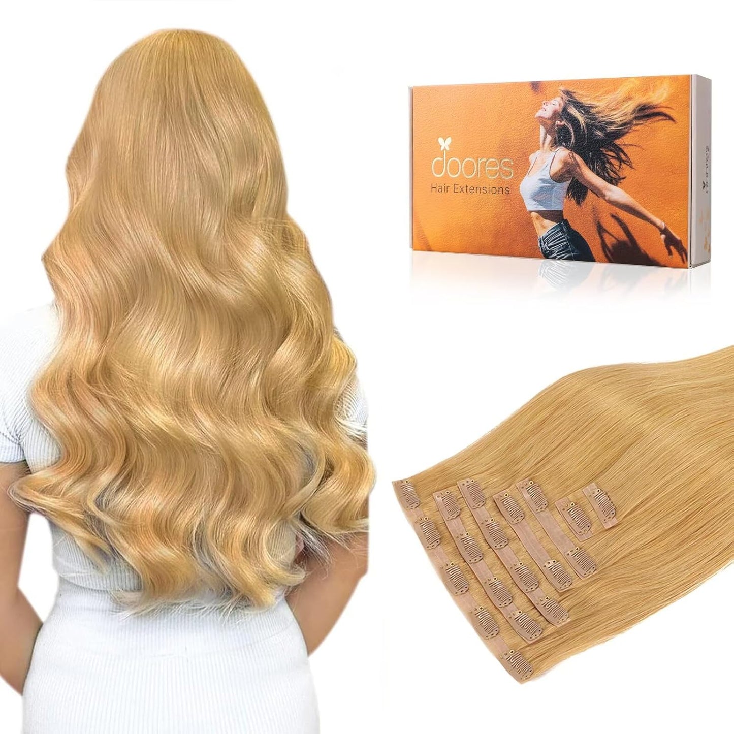 DOORES Seamless Clip in Hair Extensions for Effortless Style