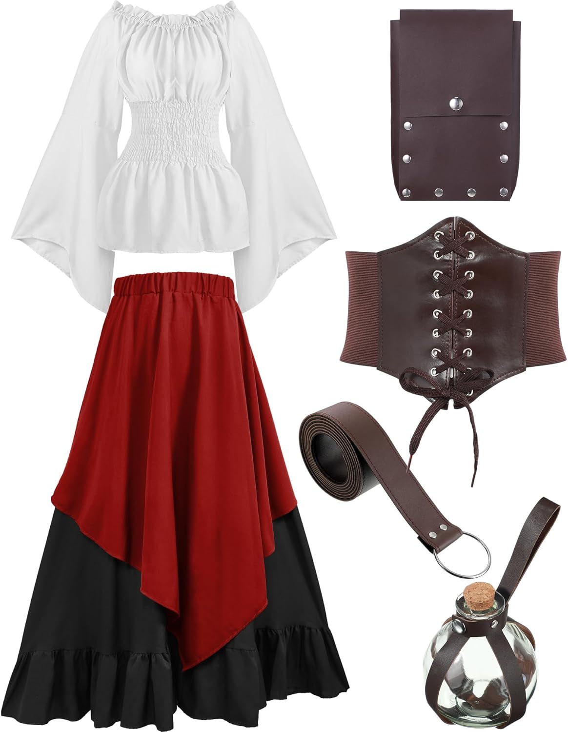 Hillban Women Medieval Renaissance Dress Costume for Halloween