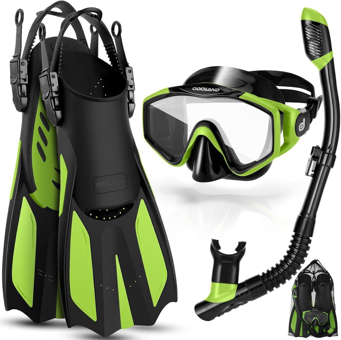 Odoland Snorkel Set for Adults with Dry Top Diving Mask