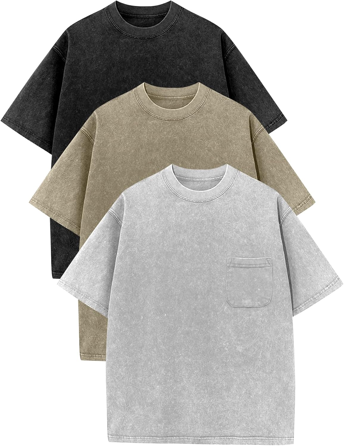 COZYPOIN 3 Pack Kids Acid Washed T-Shirts for Summer Fun