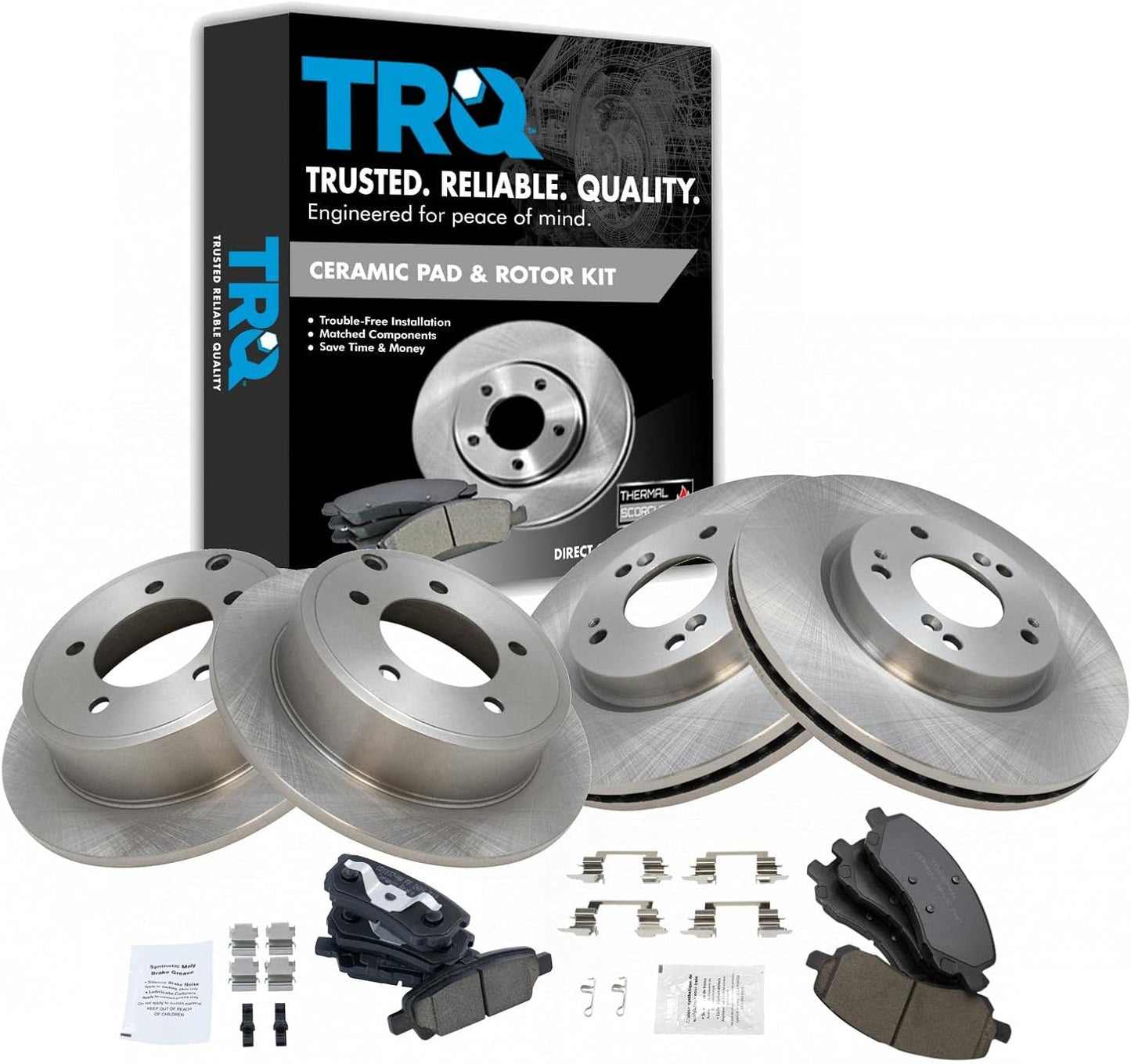 TRQ Front and Rear Brake Pad & Rotor Kit for Jeep Compass