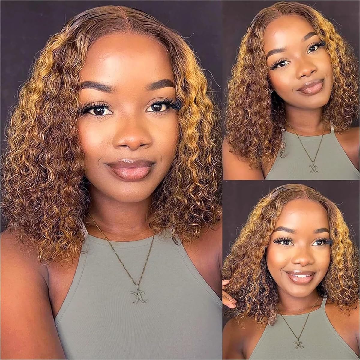 Wear and Go Glueless Wig Human Hair Deep Wave Bob 10 Inch