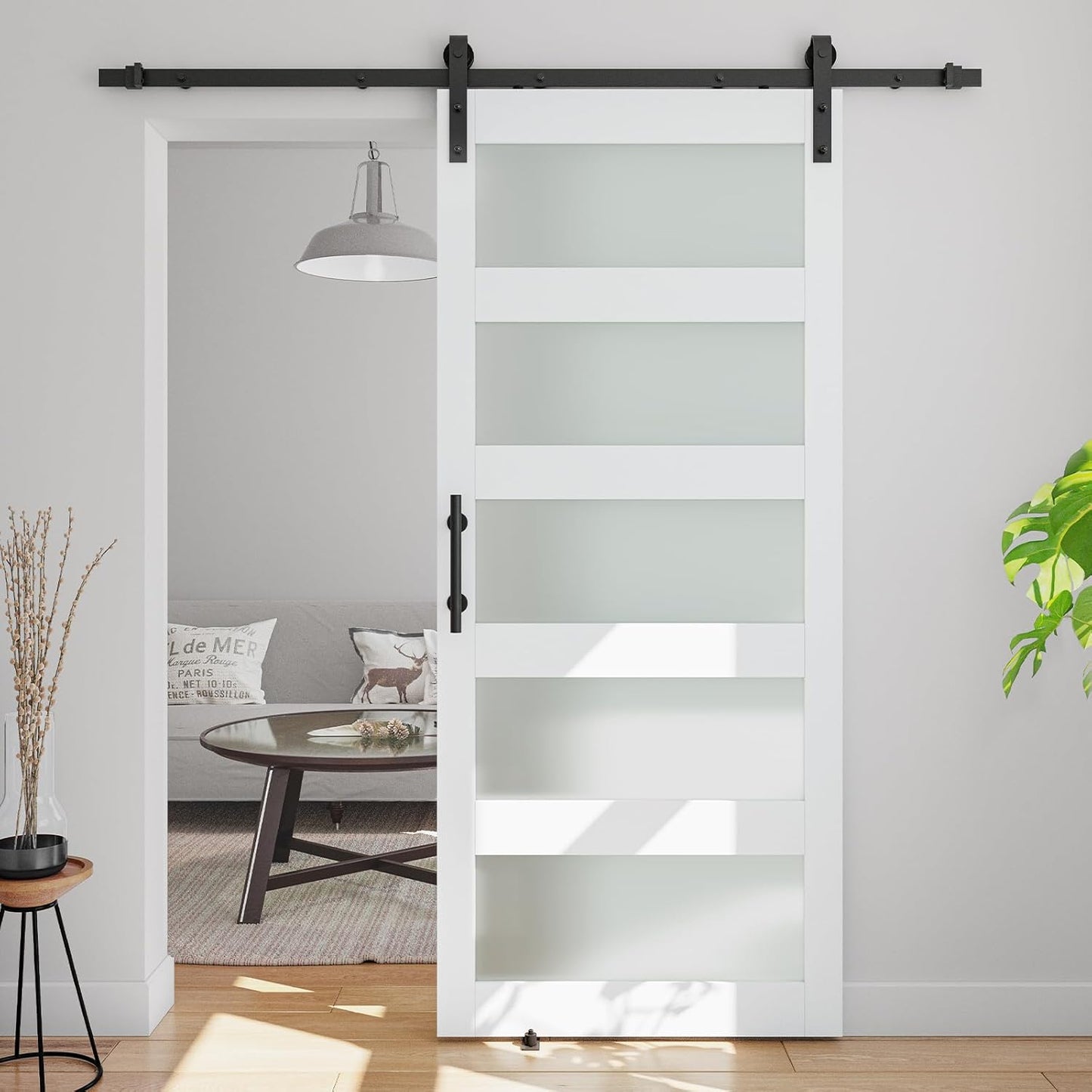 36in x 84in Sliding Glass Barn Door with Hardware Kit Included