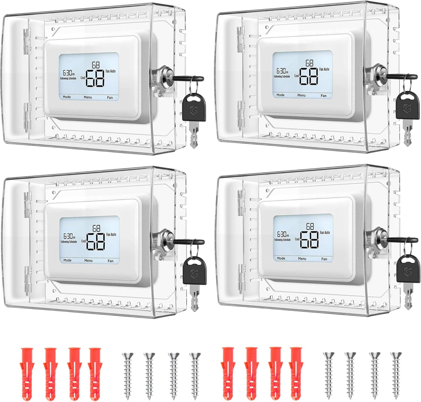 4 PCS Large Thermostat Lock Box Cover with Key for Home Use