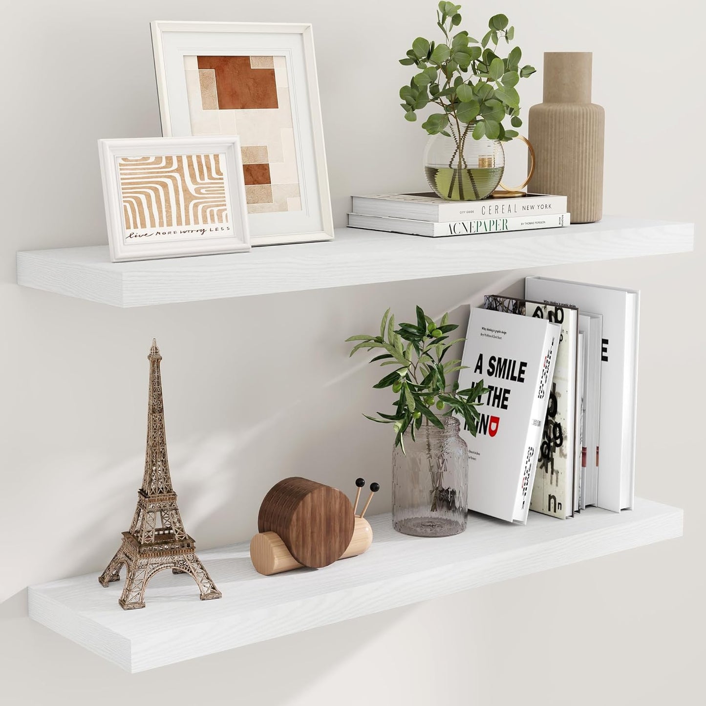 40 Inch Floating Shelves White for Farmhouse Home Decor