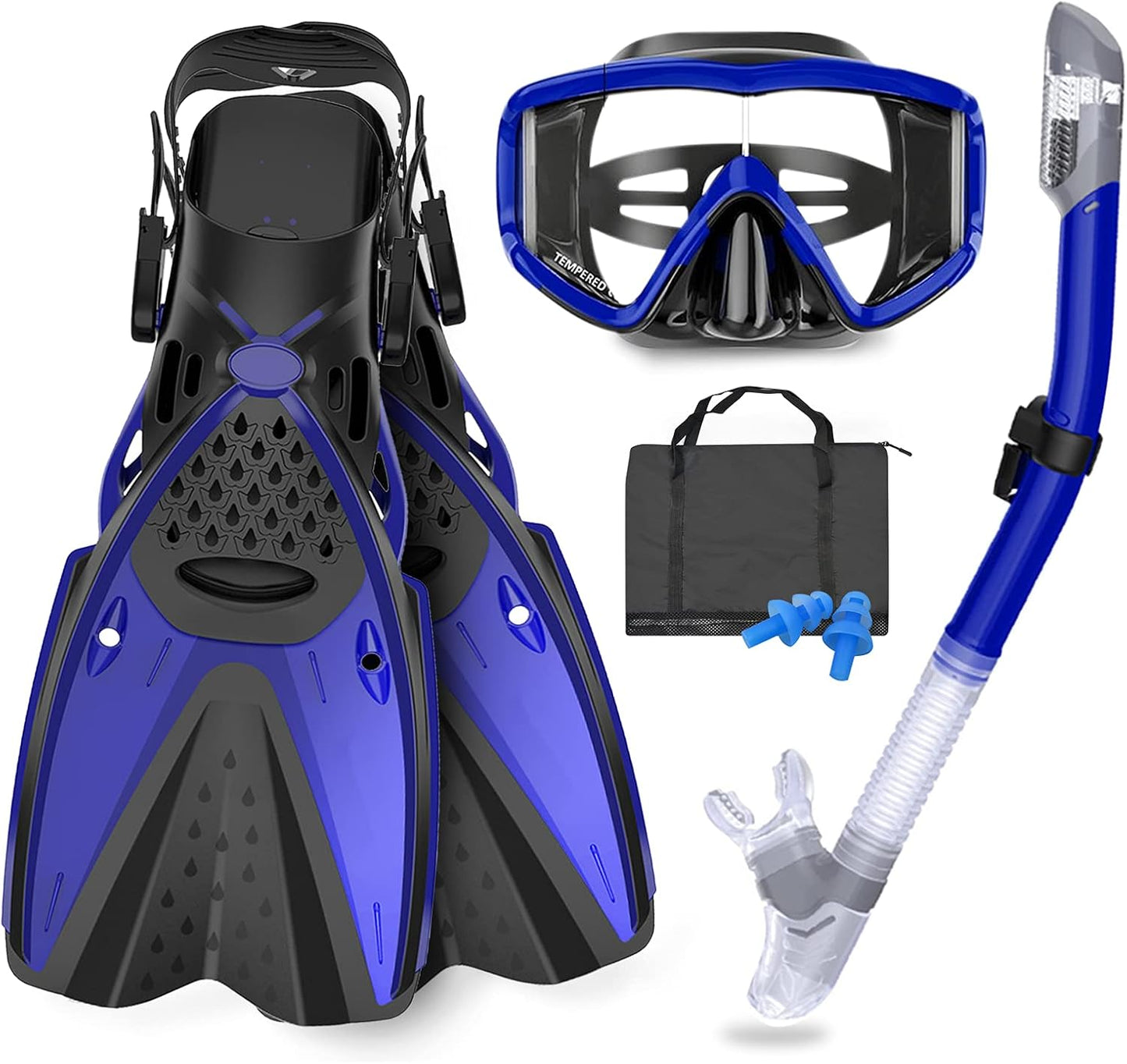 Mask Fins Snorkeling Gear for Adults Men Women - 180 View Set