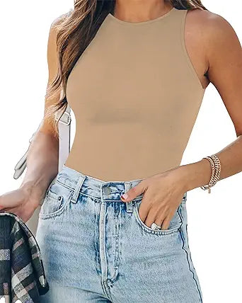 MANGOPOP Sexy Sleeveless Bodysuit for Women - Trendy Comfort