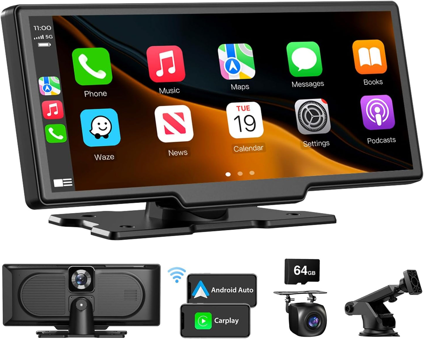 Portable Wireless CarPlay Touchscreen: 4K Car Play Screen