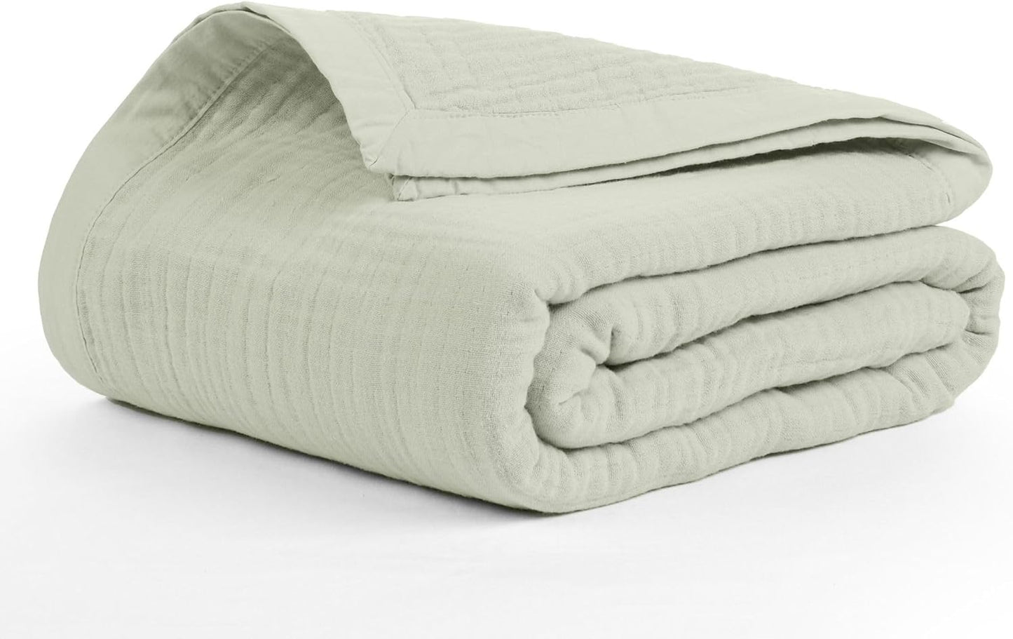 100% Cotton Muslin Throw Blanket for Couch & Bed - Sea Foam