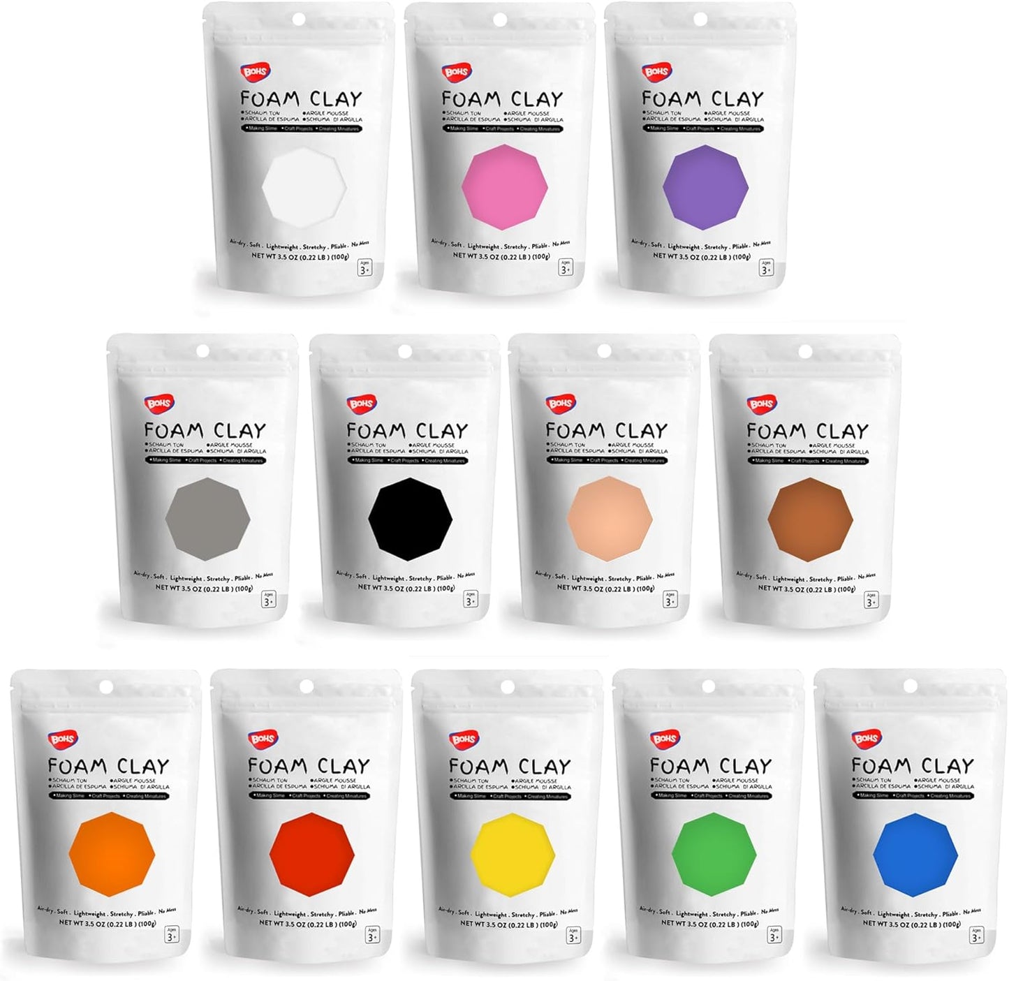 BOHS 12-Colors Foam Modeling Clay for Creative Projects and Fun