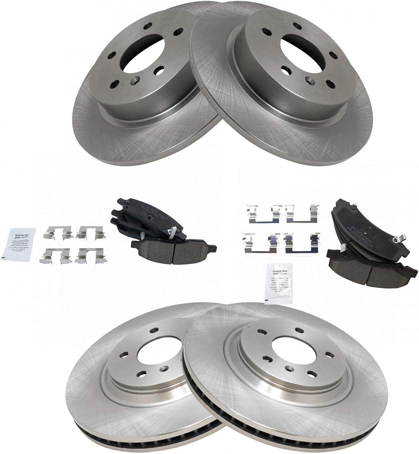 TRQ Front and Rear Brake Pad & Rotor Kit for Buick Lucerne