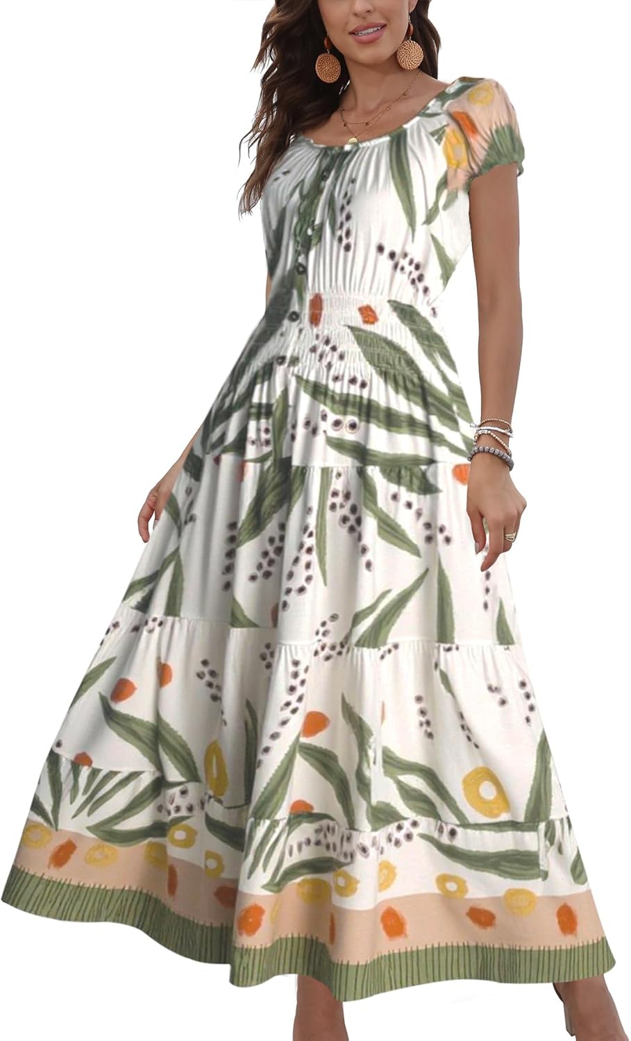 OSTOO Women's Boho Floral Print Maxi Dress for Summer Style