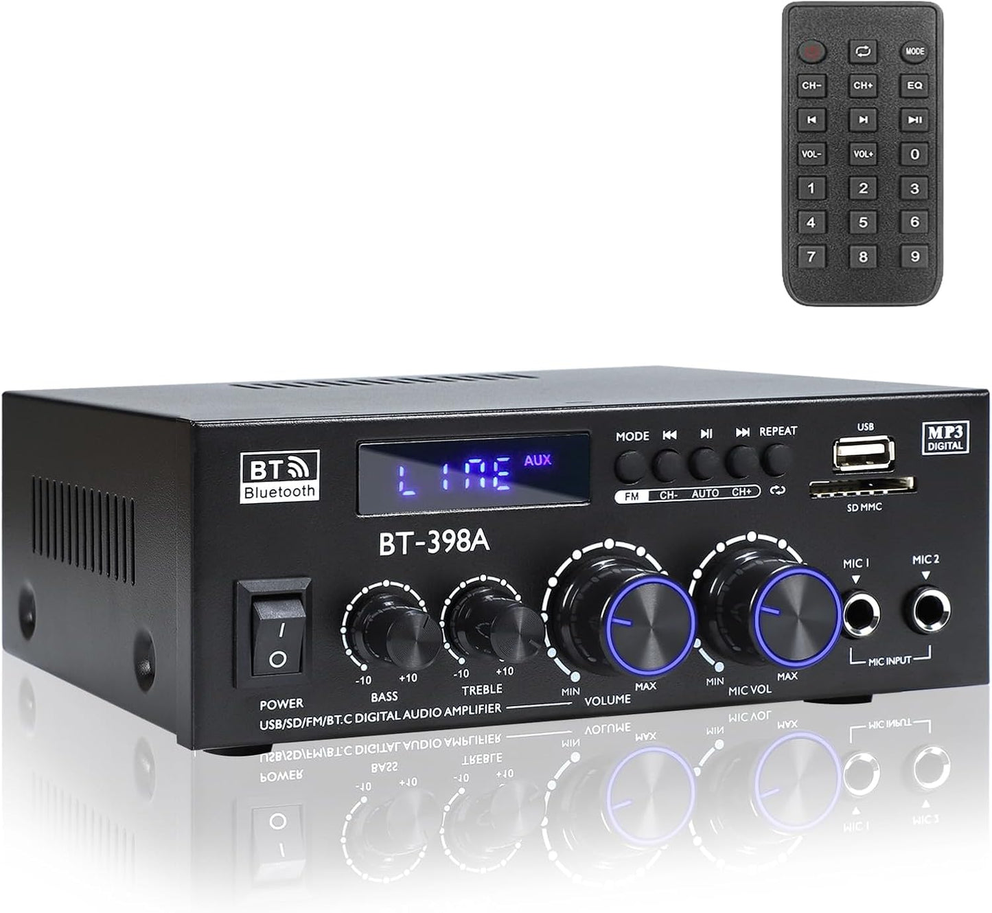BT-398A Stereo Audio Amplifier for Home Audio Systems