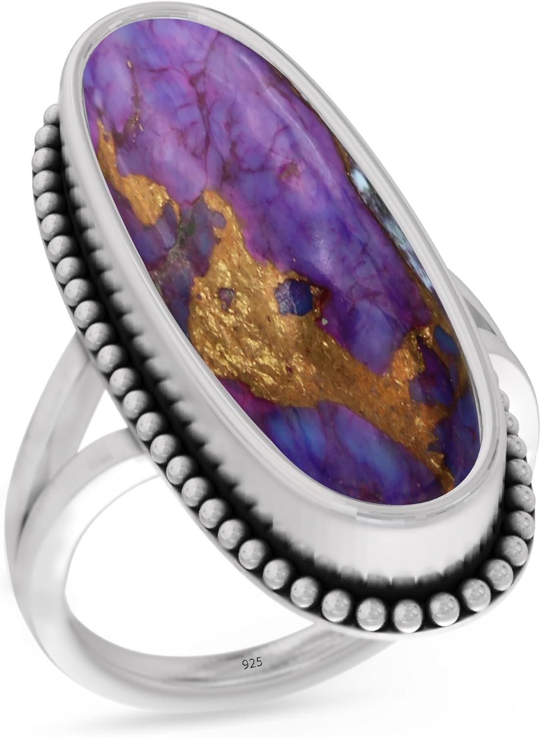 925 Sterling Silver Ring with Natural Purple Copper Turquoise