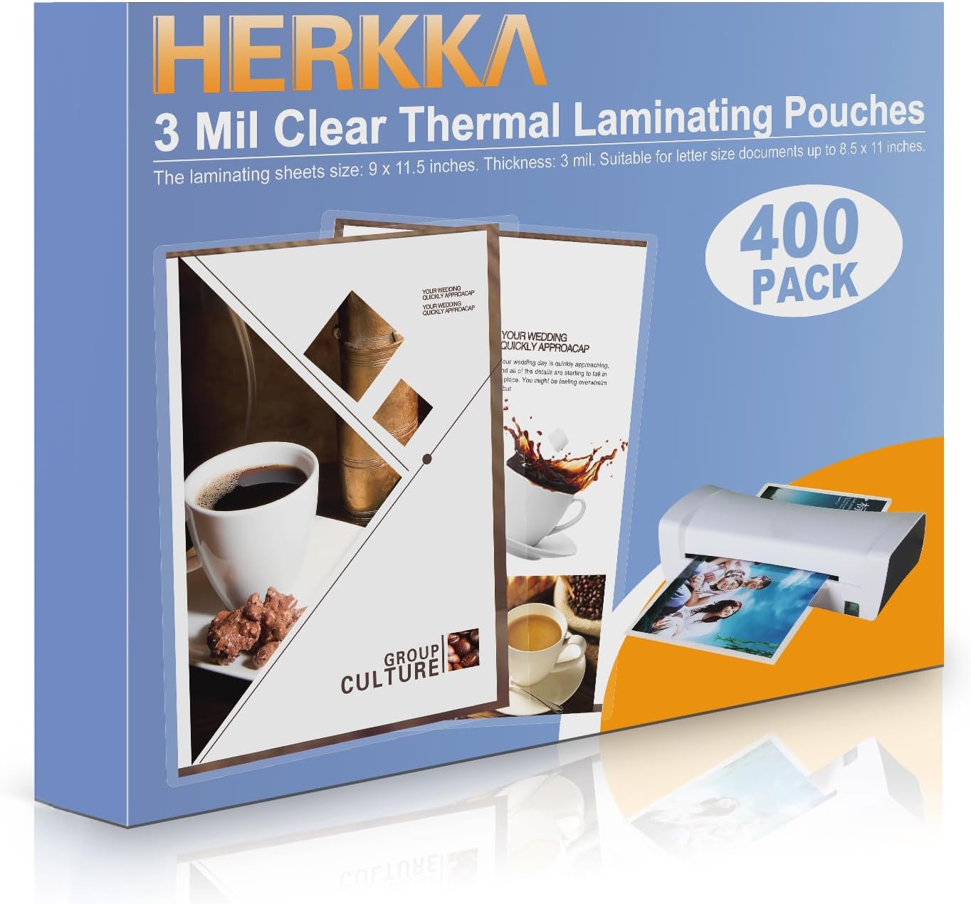 Herkka 400 Pack 3 Mil Clear Laminating Sheets for Letter Size Documents