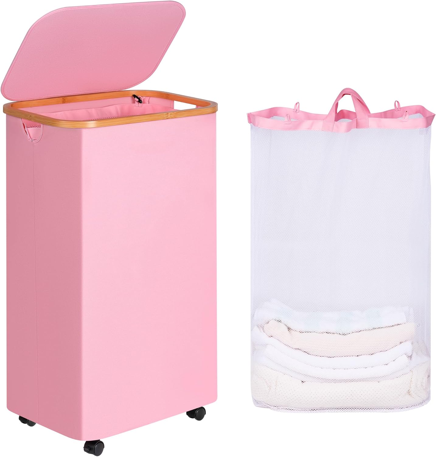 Laundry Basket with Wheels, 110L Hamper for Easy Storage