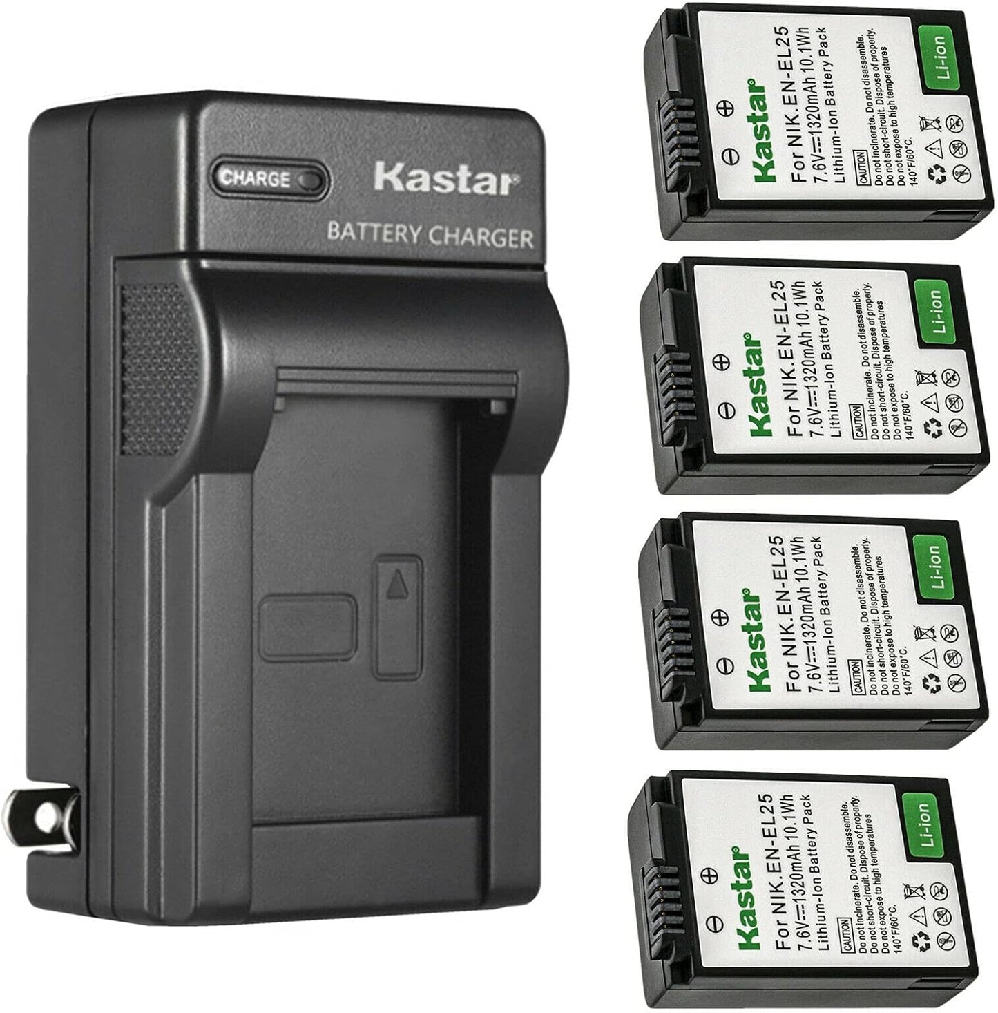 Kastar 4-Pack Battery and AC Wall Charger for Nikon Z 30