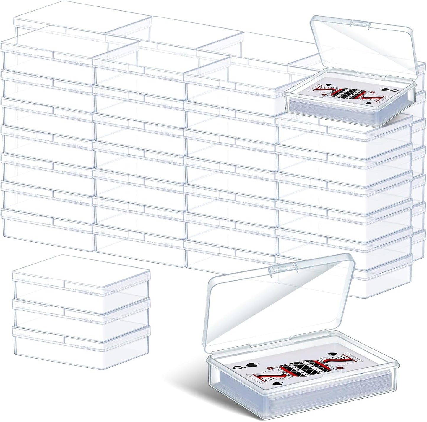 Vicenpal 60 Pcs Clear Plastic Playing Card Box for Storage