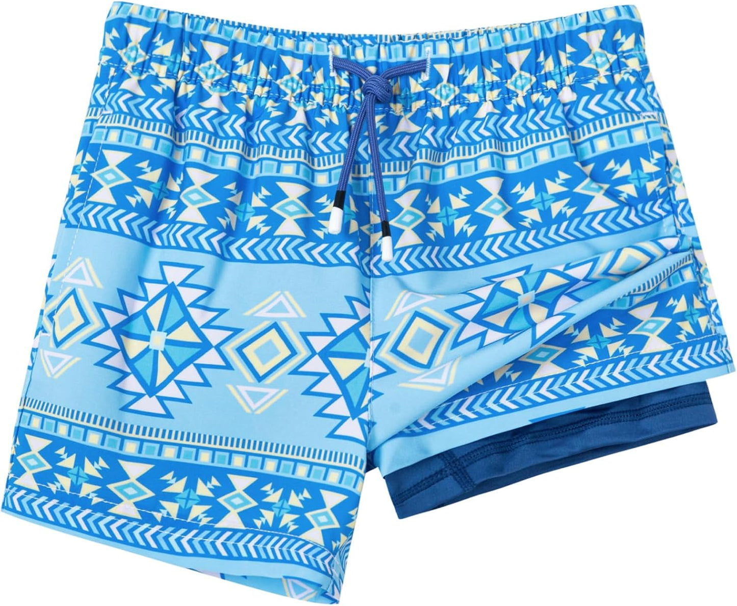 SURF CUZ Boys Swim Trunks with Boxer Brief Liner for Kids