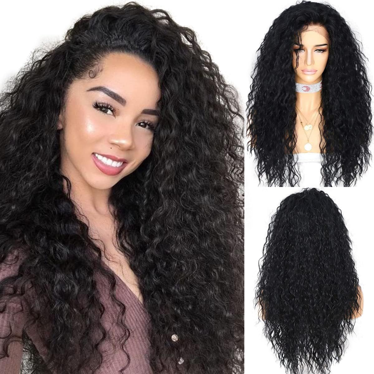Curly Lace Front Wigs for Black Women by Sapphirewigs - 26 in