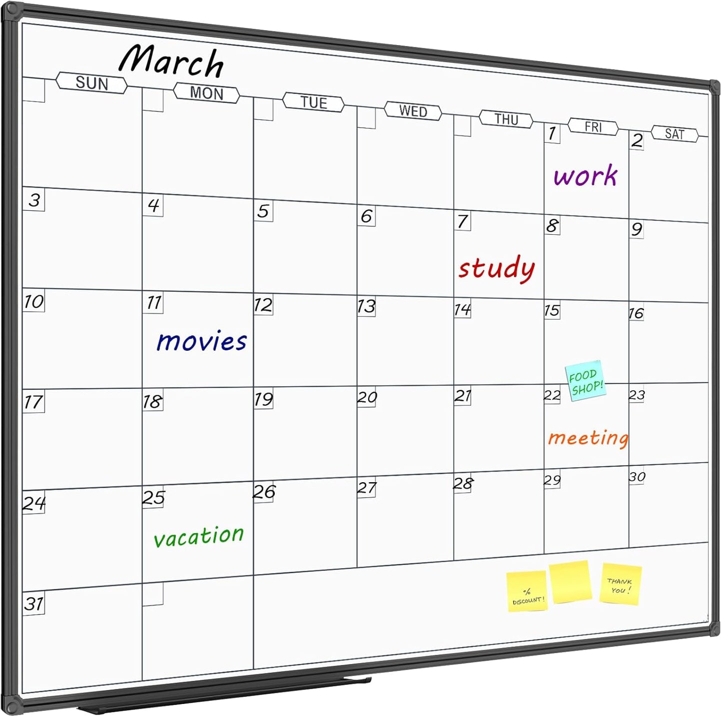 JILoffice Magnetic Dry Erase Calendar Whiteboard 48 X 36 in
