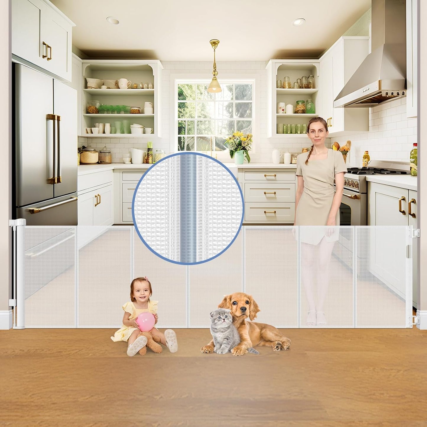 Reinforced 150 Inch Retractable Baby Gates for Extra Wide Openings