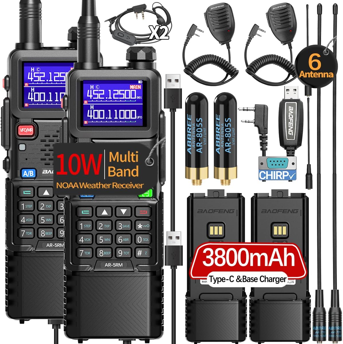 Baofeng Radio Long Range 5RM 10W Handheld NOAA Weather Radio