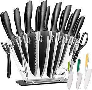 TICWELL Knife Set - 23 Pieces German Stainless Kitchen Knives