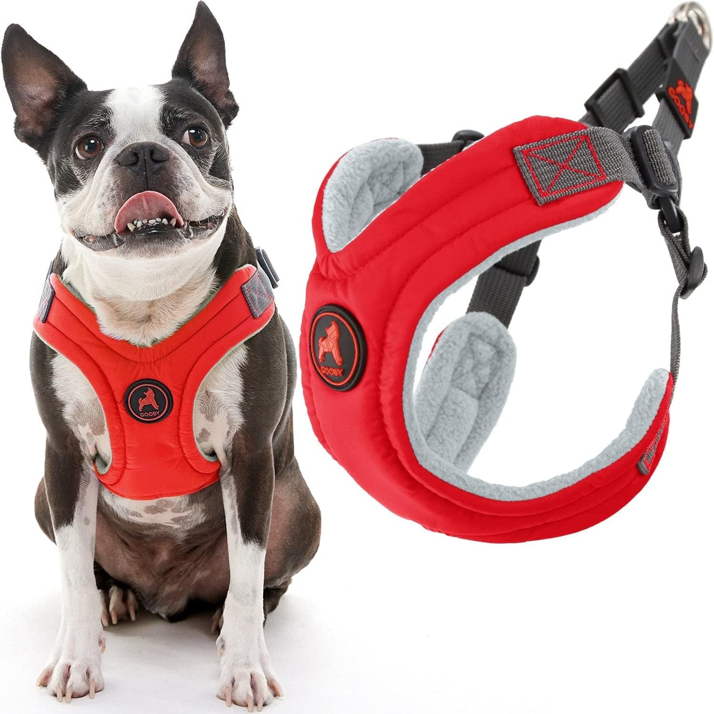 Gooby Escape Free Memory Foam Harness for Small Dogs - Red