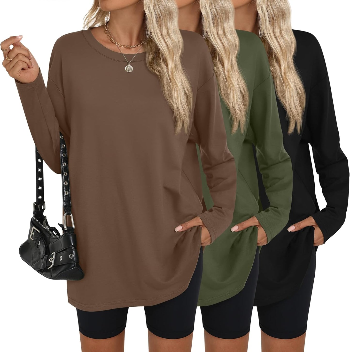Ficerd Women's Oversized Long Sleeve Shirts for Casual Wear