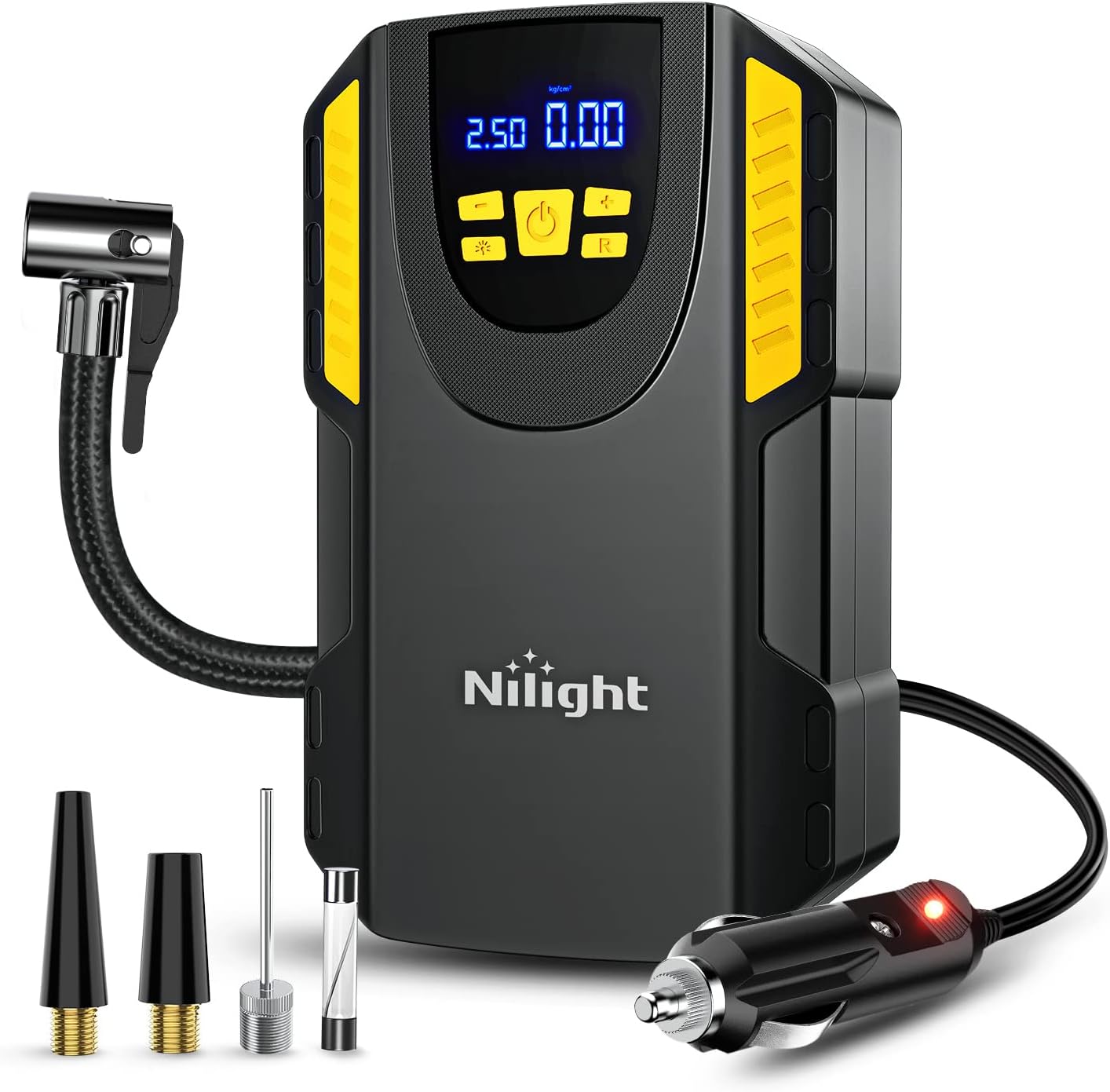 Nilight Portable Tire Inflator - 150PSI Digital Gauge, Auto Shutoff, 2 Yr Warranty