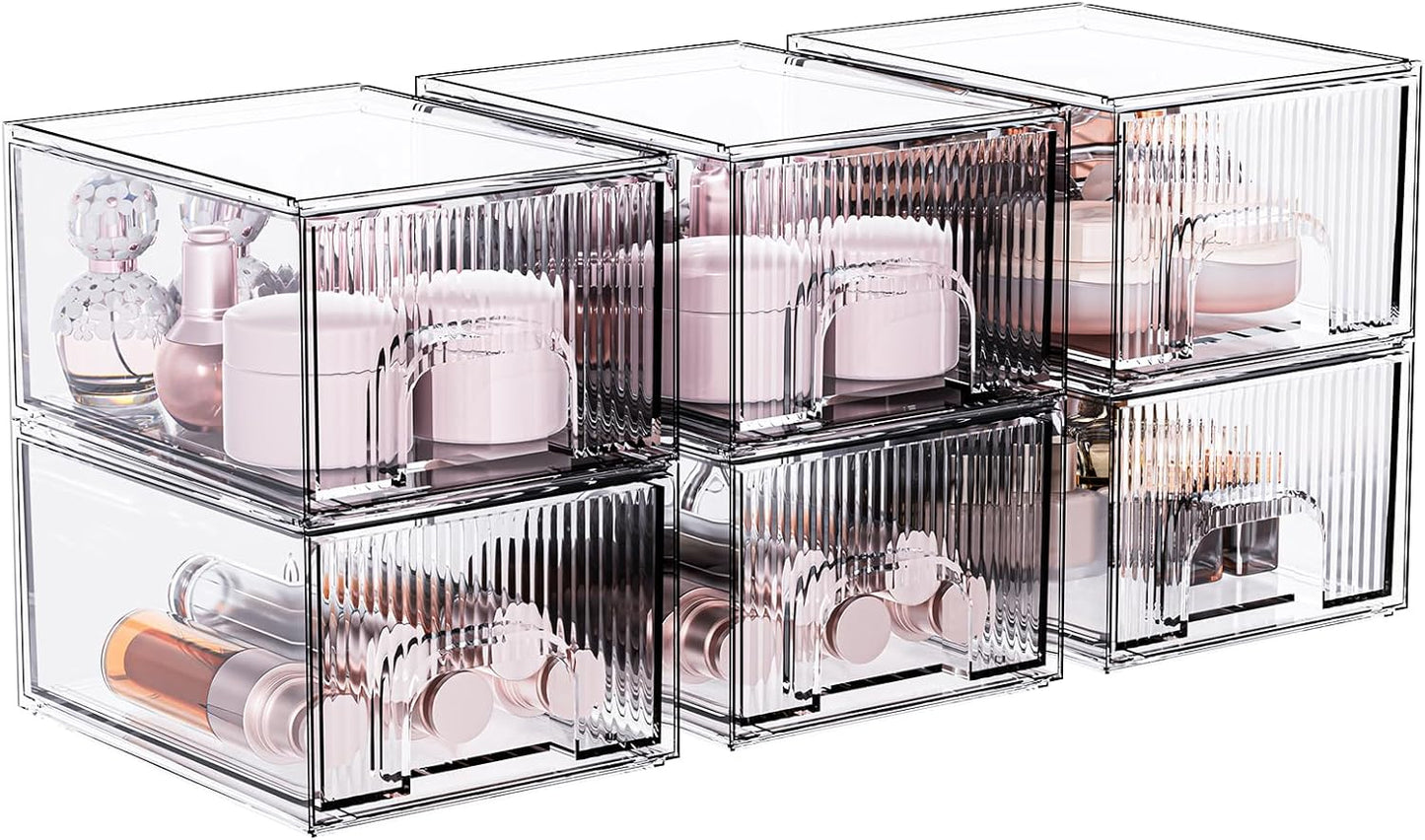 ZHIAI Clear Stackable Storage Drawer Set for Home Organization