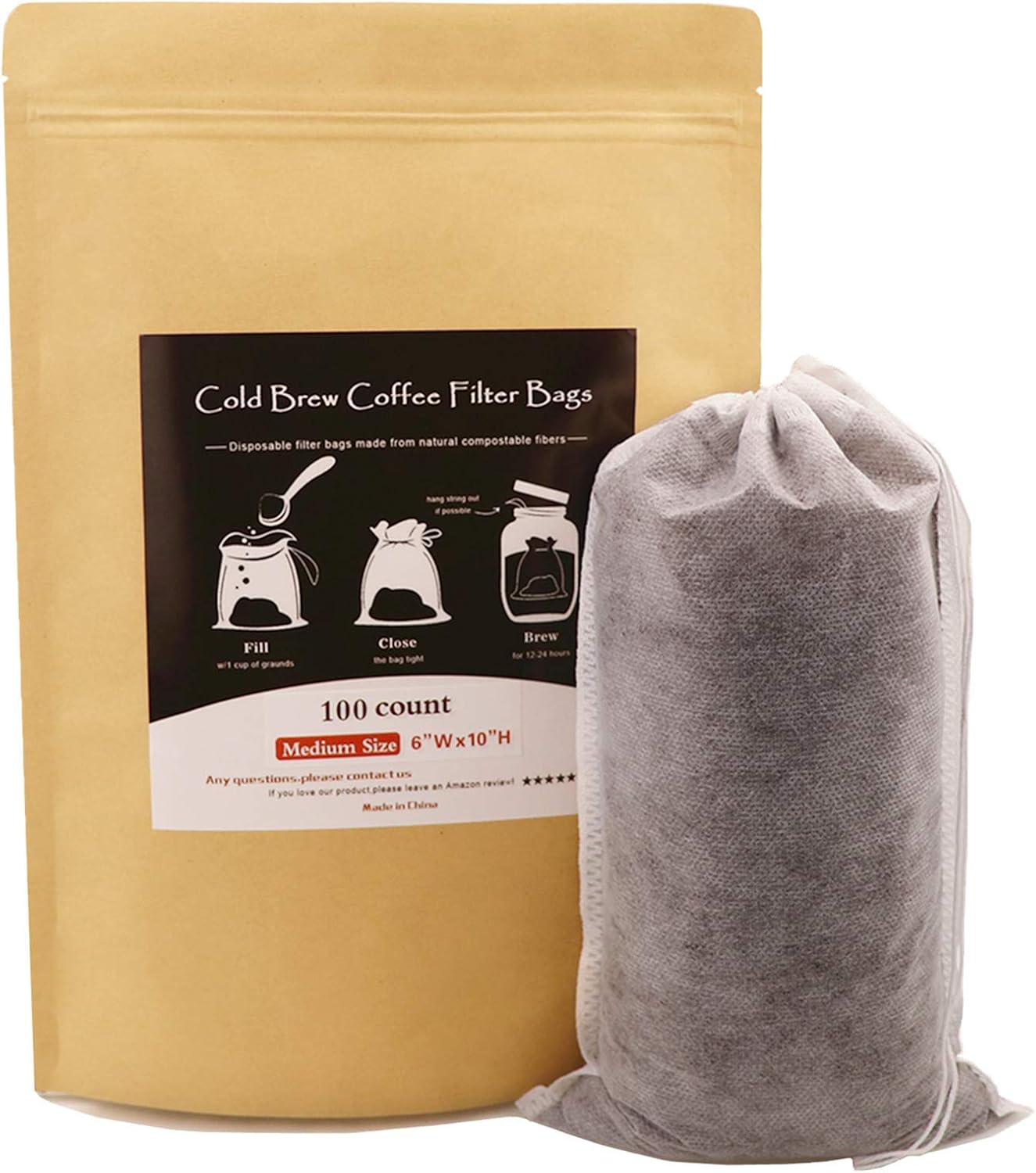 100 Disposable Cold Brew Filter Socks - Concentrated Flavor!