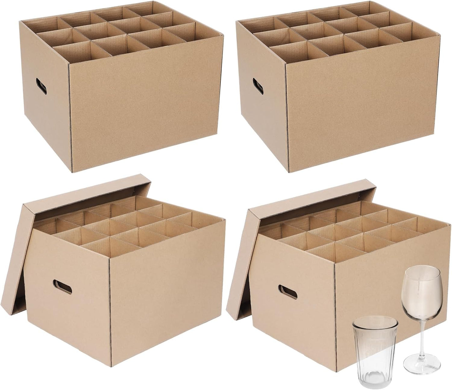4 Pack Wine Glass Moving Boxes for Safe Kitchen Storage