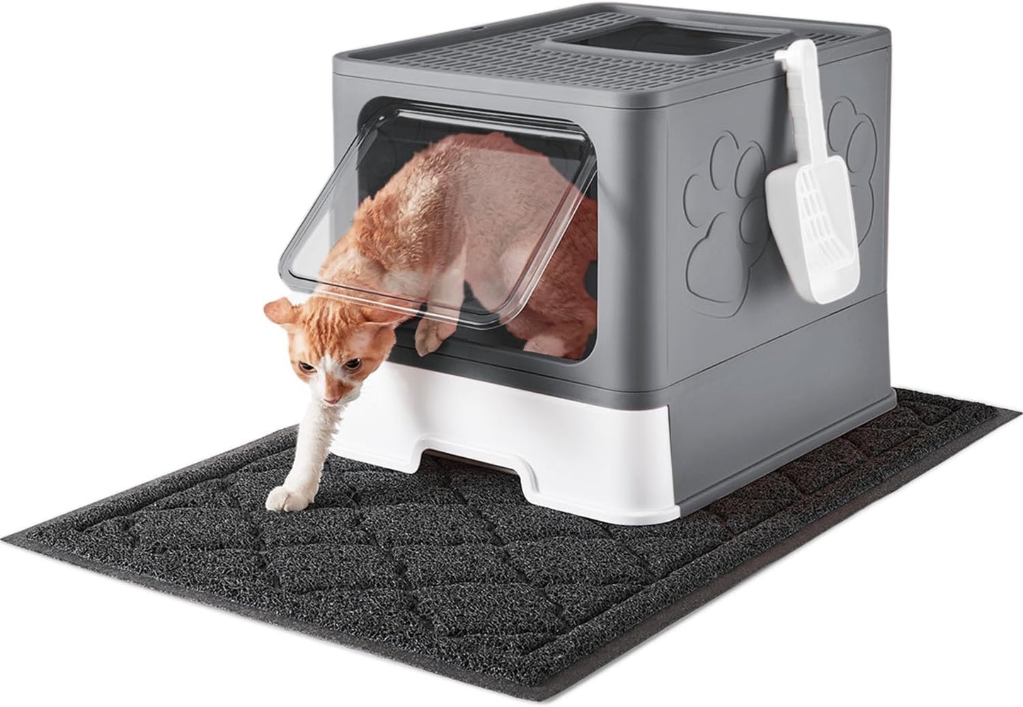 Cat Litter Box with X-Large Mat and Easy Clean Features