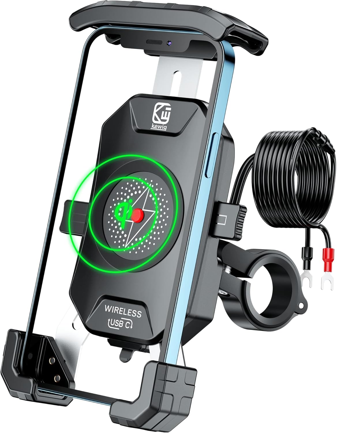 BRCOVAN Motorcycle Phone Mount with Qi 15W Wireless Charger