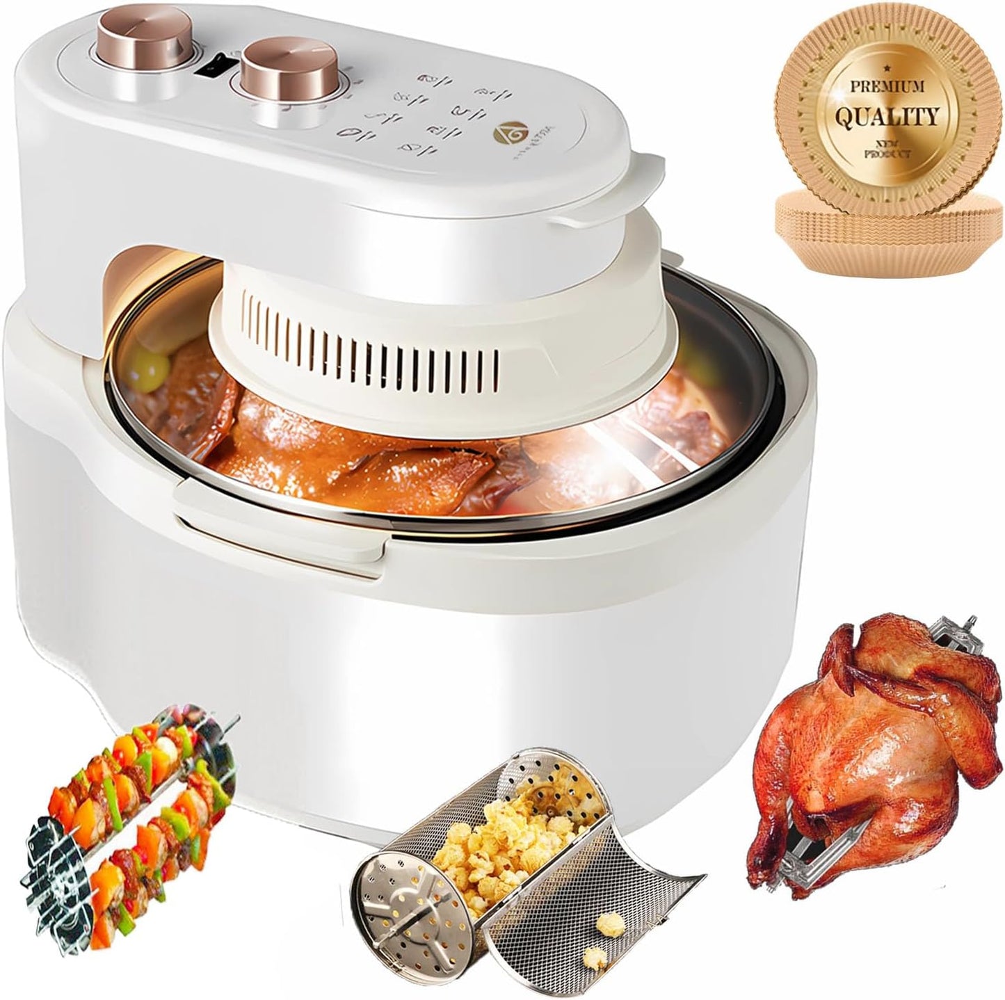 8 Qt Glass Air Fryer - Even Heating, No Smell